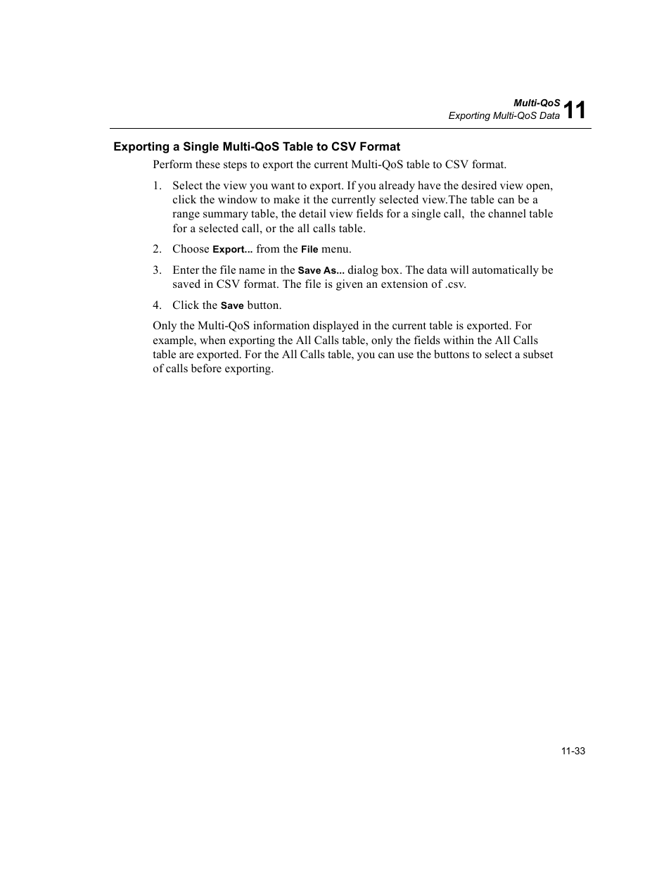 Exporting a single multi-qos table to csv format | Finisar Surveyor User Manual | Page 367 / 454