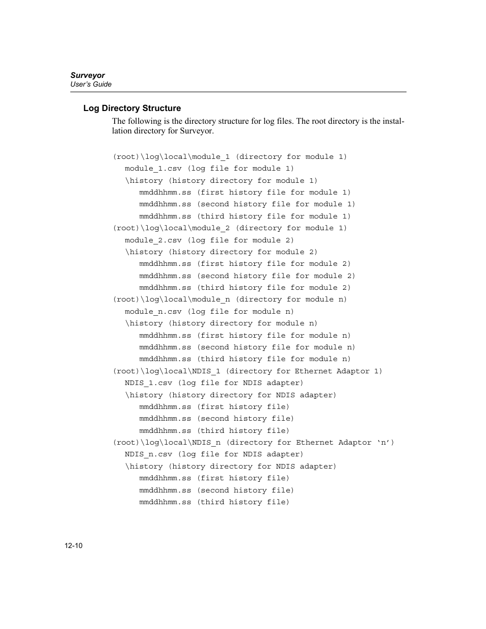 Log directory structure, Log directory structure -10 | Finisar Surveyor User Manual | Page 378 / 454