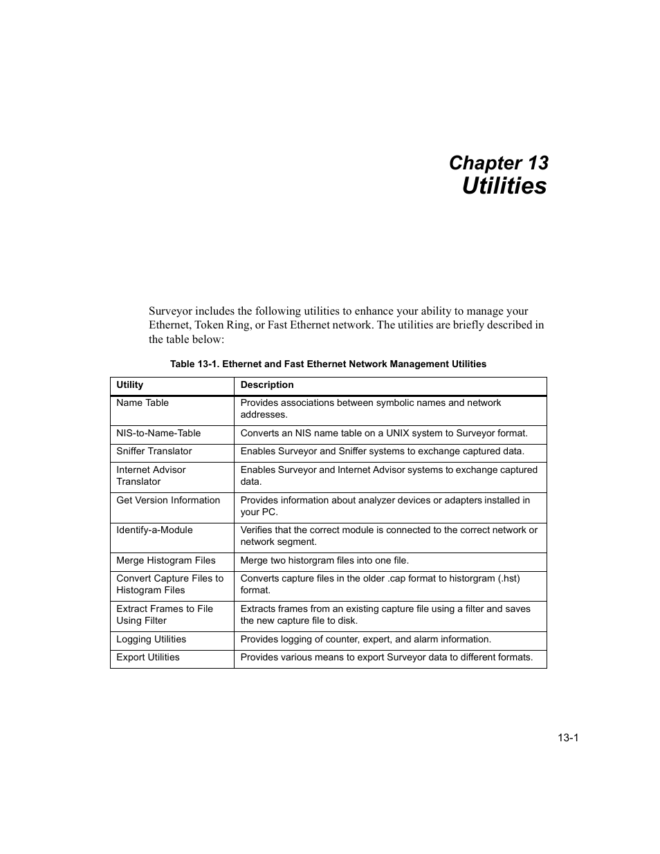 Utilities, Utilities -1, Chapter 13 | Finisar Surveyor User Manual | Page 379 / 454