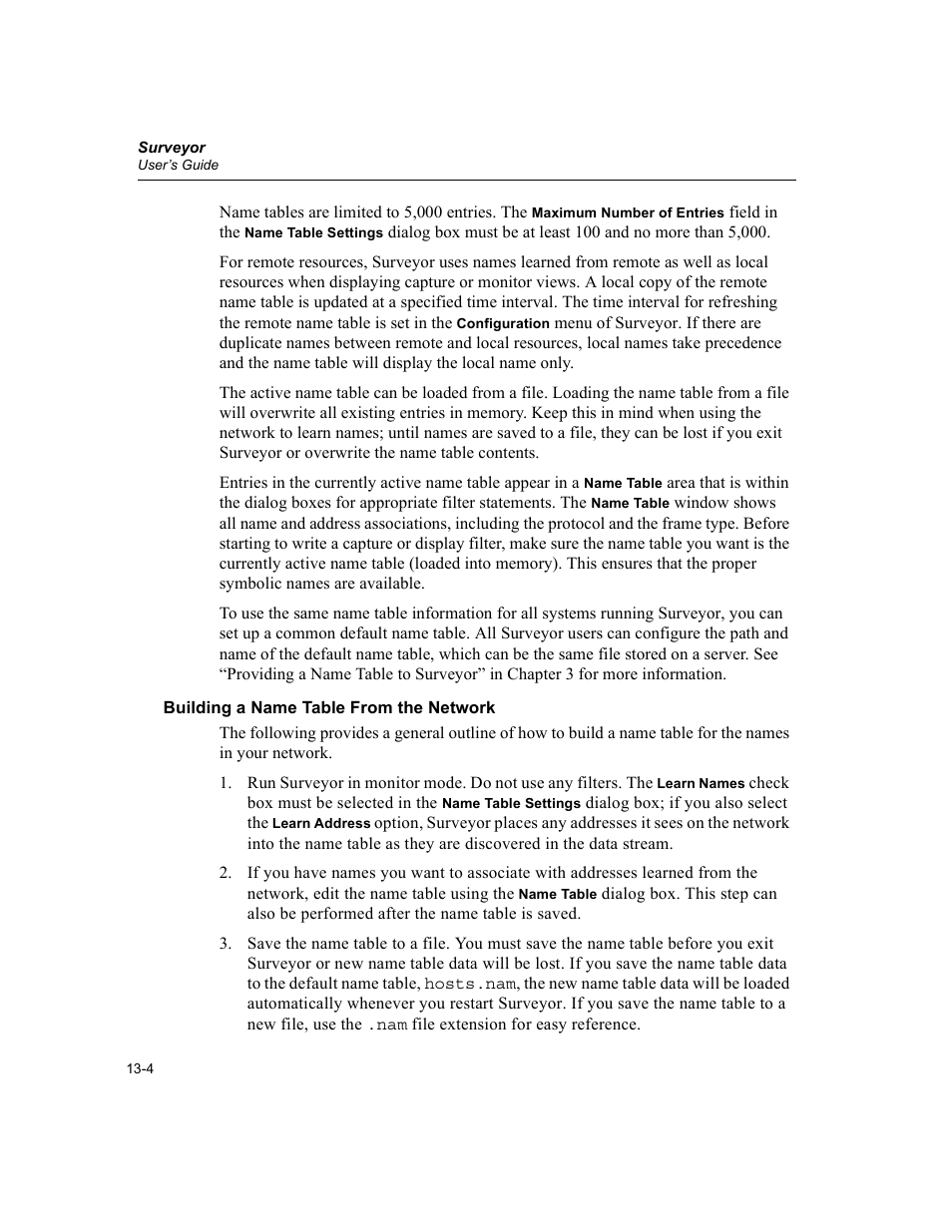 Building a name table from the network, Building a name table from the network -4 | Finisar Surveyor User Manual | Page 382 / 454