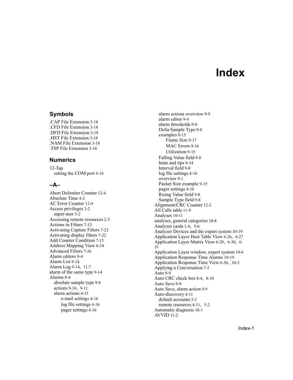 Index | Finisar Surveyor User Manual | Page 441 / 454