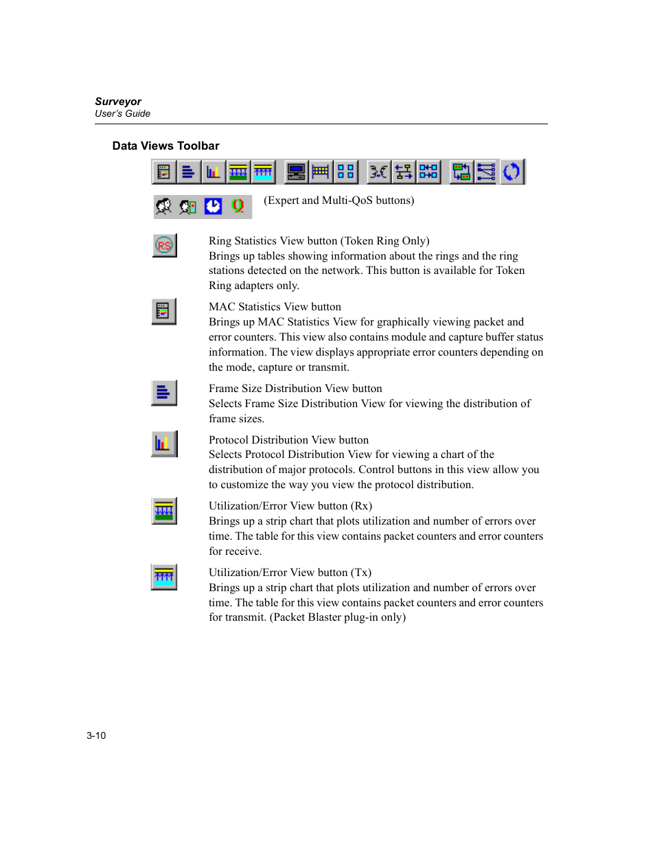 Data views toolbar, Data views toolbar -10 | Finisar Surveyor User Manual | Page 50 / 454