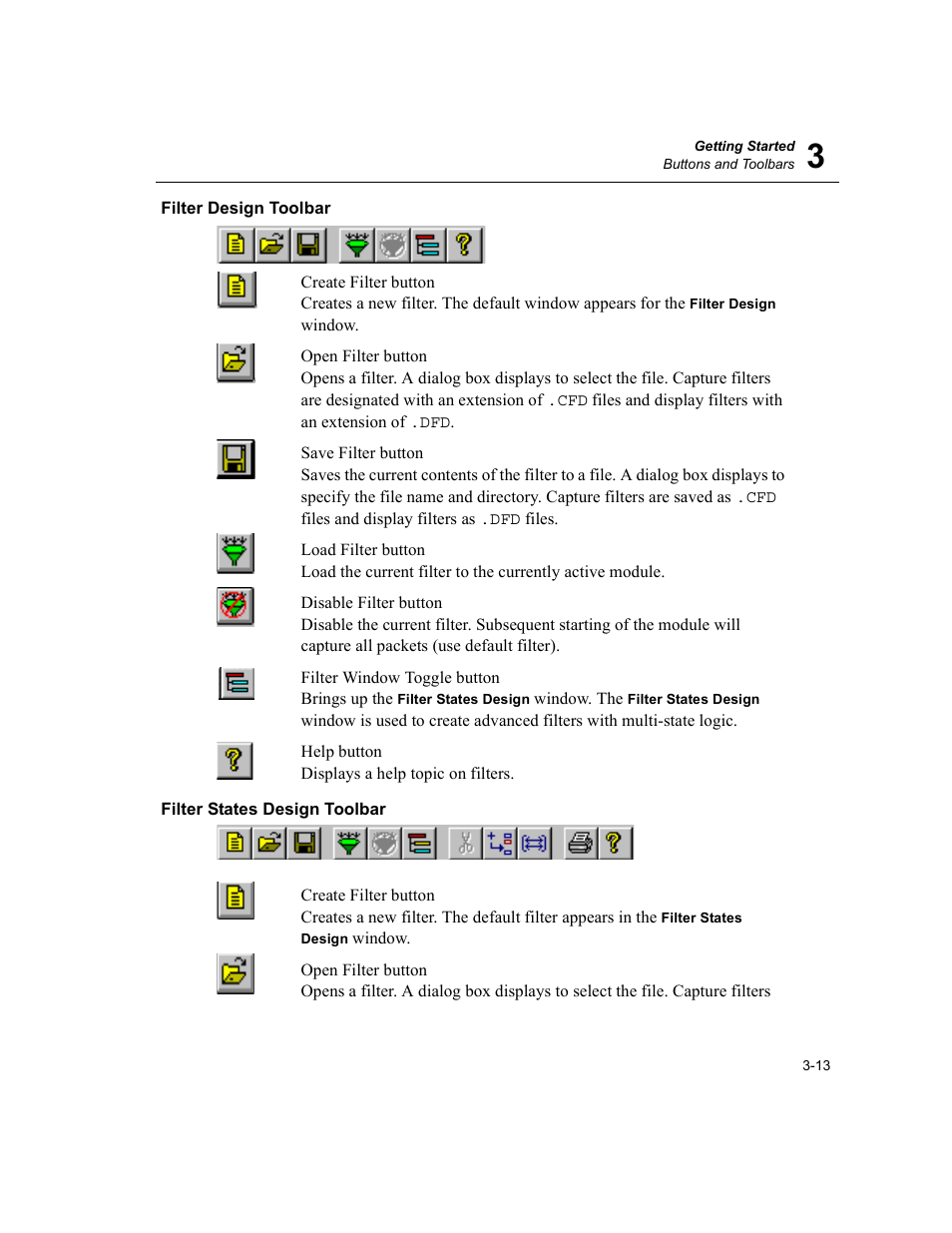 Filter design toolbar, Filter states design toolbar | Finisar Surveyor User Manual | Page 53 / 454