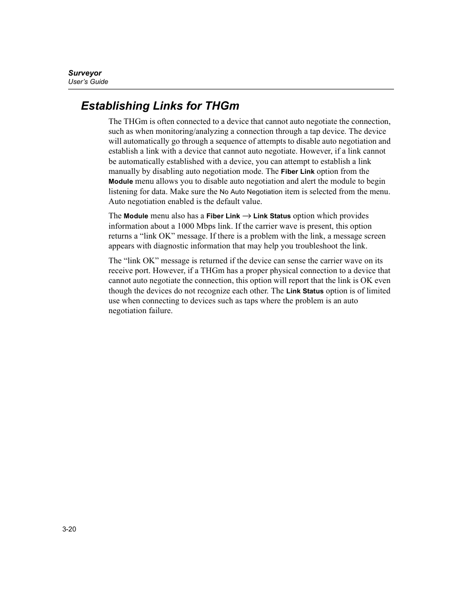 Establishing links for thgm, Establishing links for thgm -20 | Finisar Surveyor User Manual | Page 60 / 454