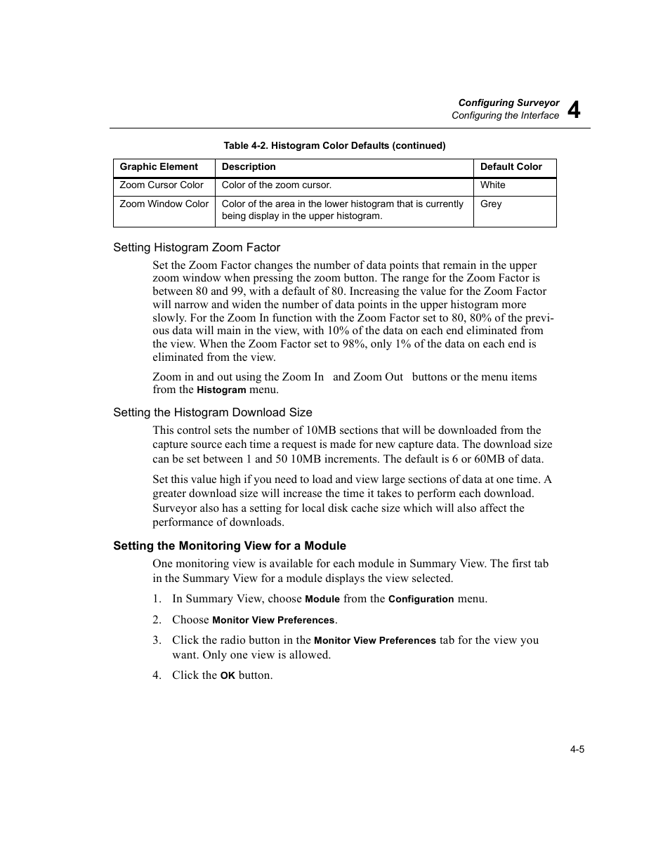 Setting the monitoring view for a module, Setting the monitoring view for a module -5 | Finisar Surveyor User Manual | Page 65 / 454