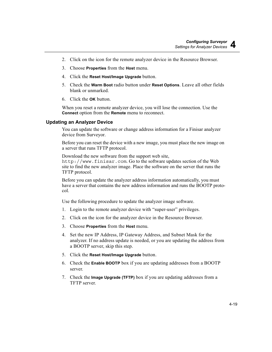 Updating an analyzer device, Updating an analyzer device -19 | Finisar Surveyor User Manual | Page 79 / 454