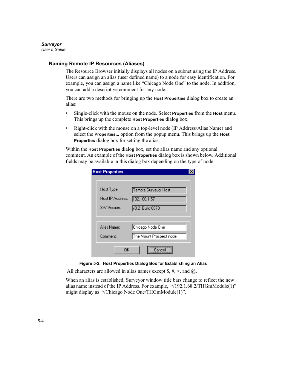 Naming remote ip resources (aliases), Naming remote ip resources (aliases) -4 | Finisar Surveyor User Manual | Page 92 / 454