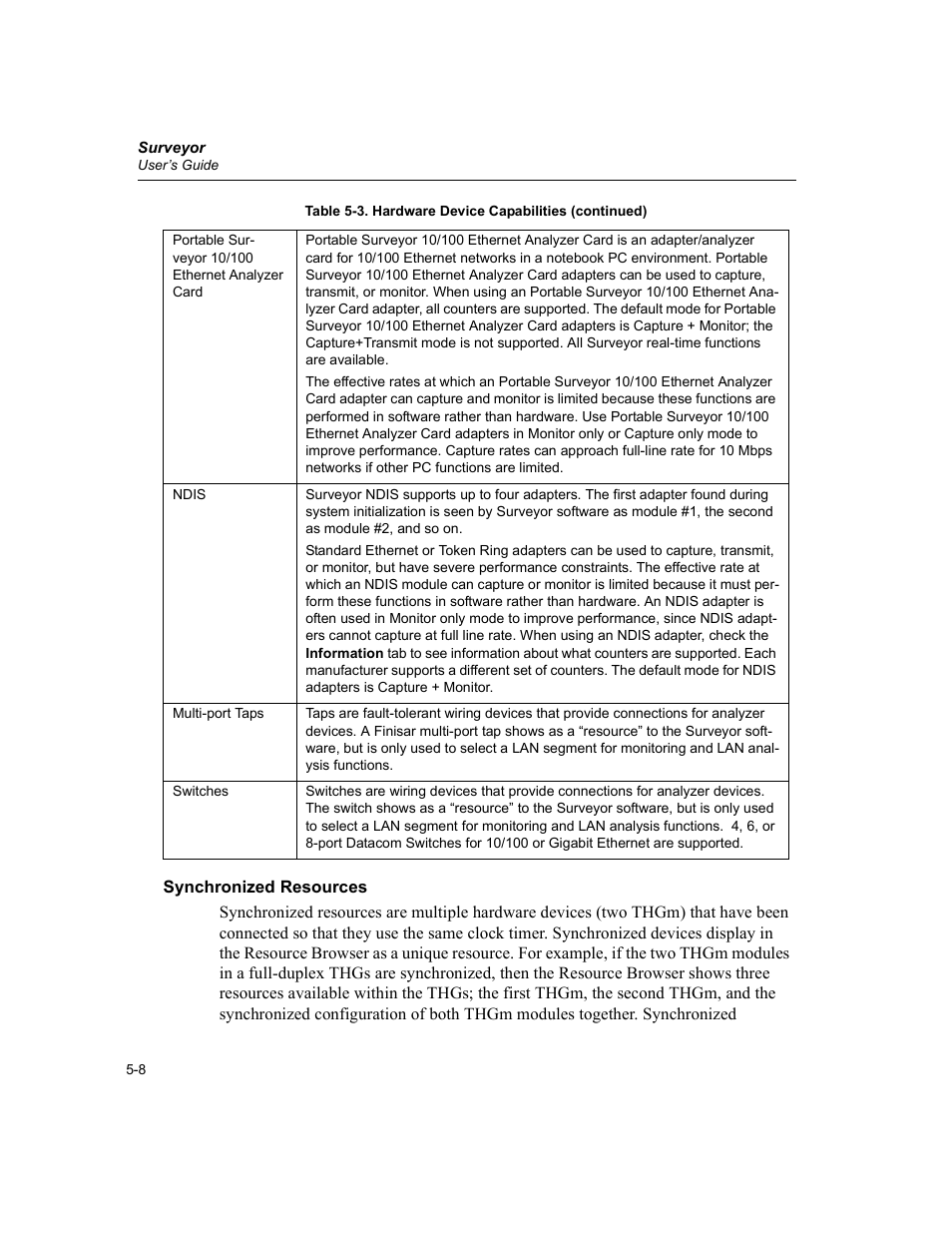 Synchronized resources, Synchronized resources -8 | Finisar Surveyor User Manual | Page 96 / 454