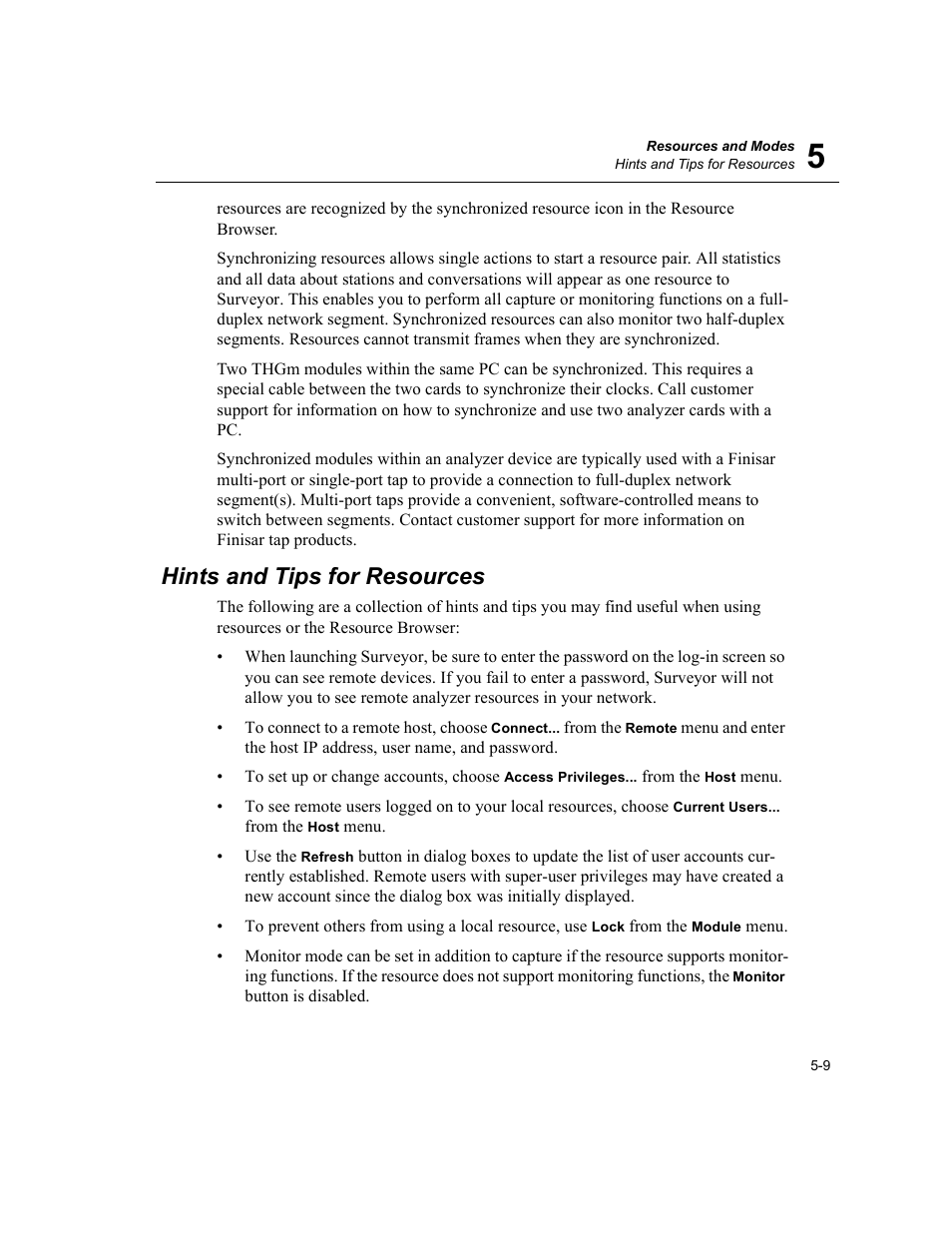 Hints and tips for resources, Hints and tips for resources -9 | Finisar Surveyor User Manual | Page 97 / 454