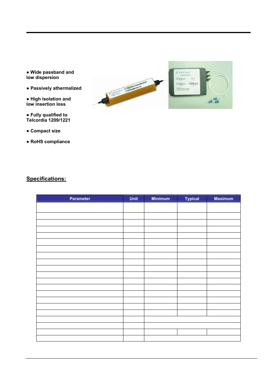 Finisar Interleaver 50G User Manual | 2 pages