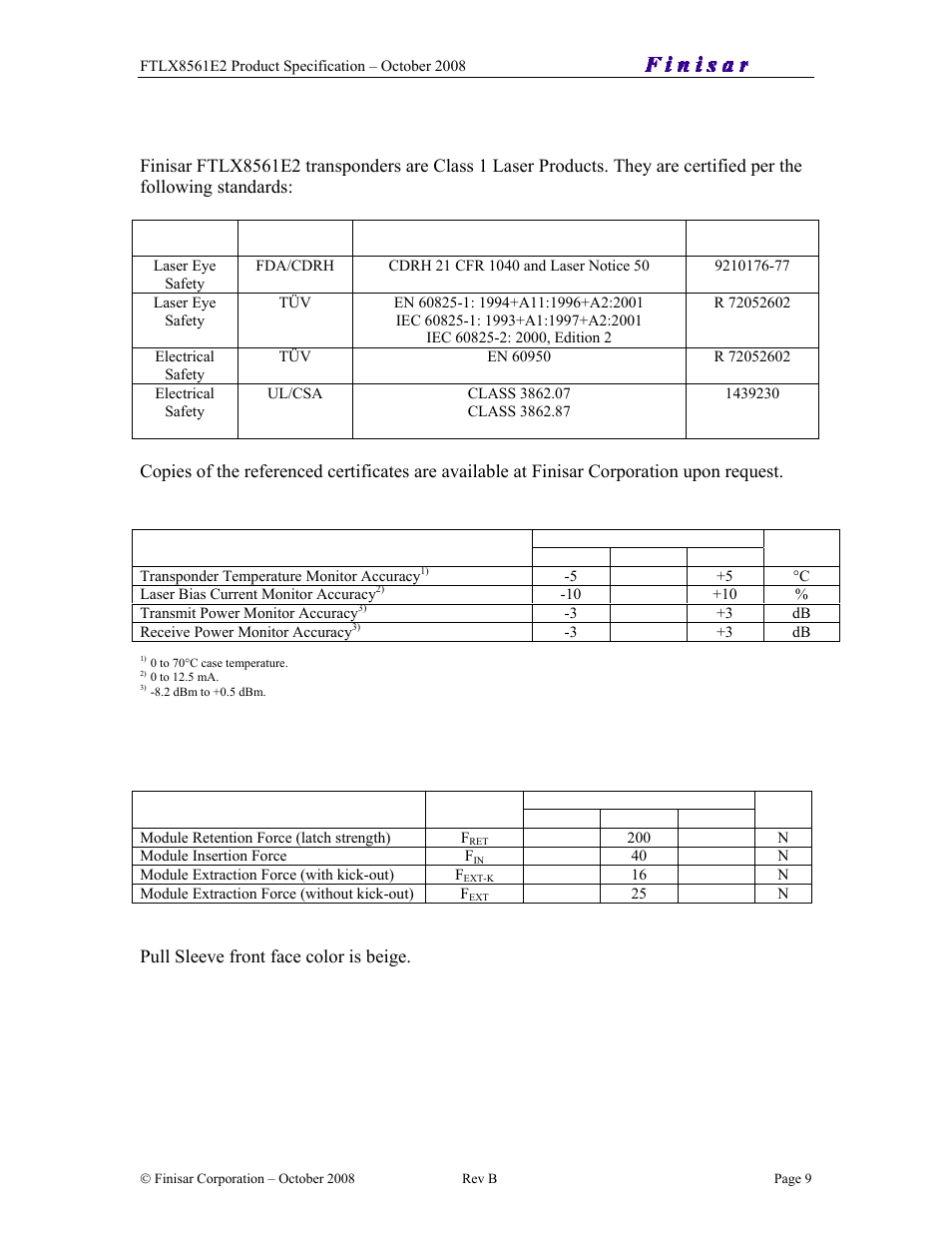 Finisar XENPAK Transponder FTLX8561E2 User Manual | Page 9 / 10