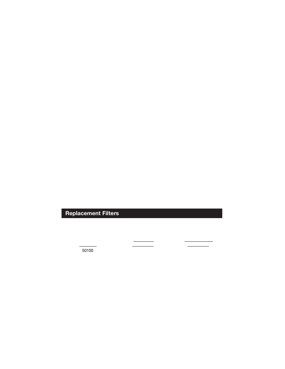 Replacement filters | Filtera 50100 User Manual | Page 6 / 9