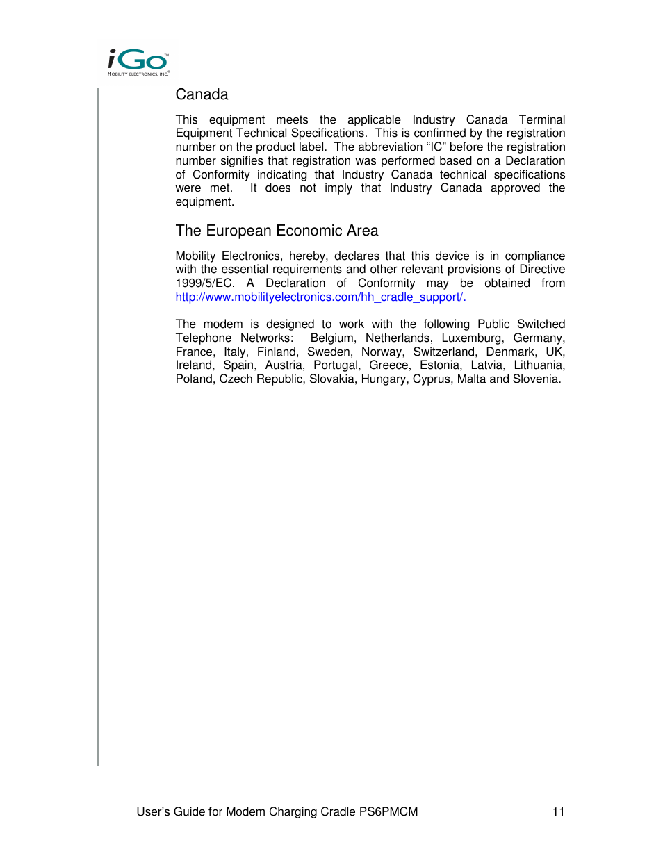 Canada, The european economic area | Front Electronics PS6PMCM User Manual | Page 11 / 13