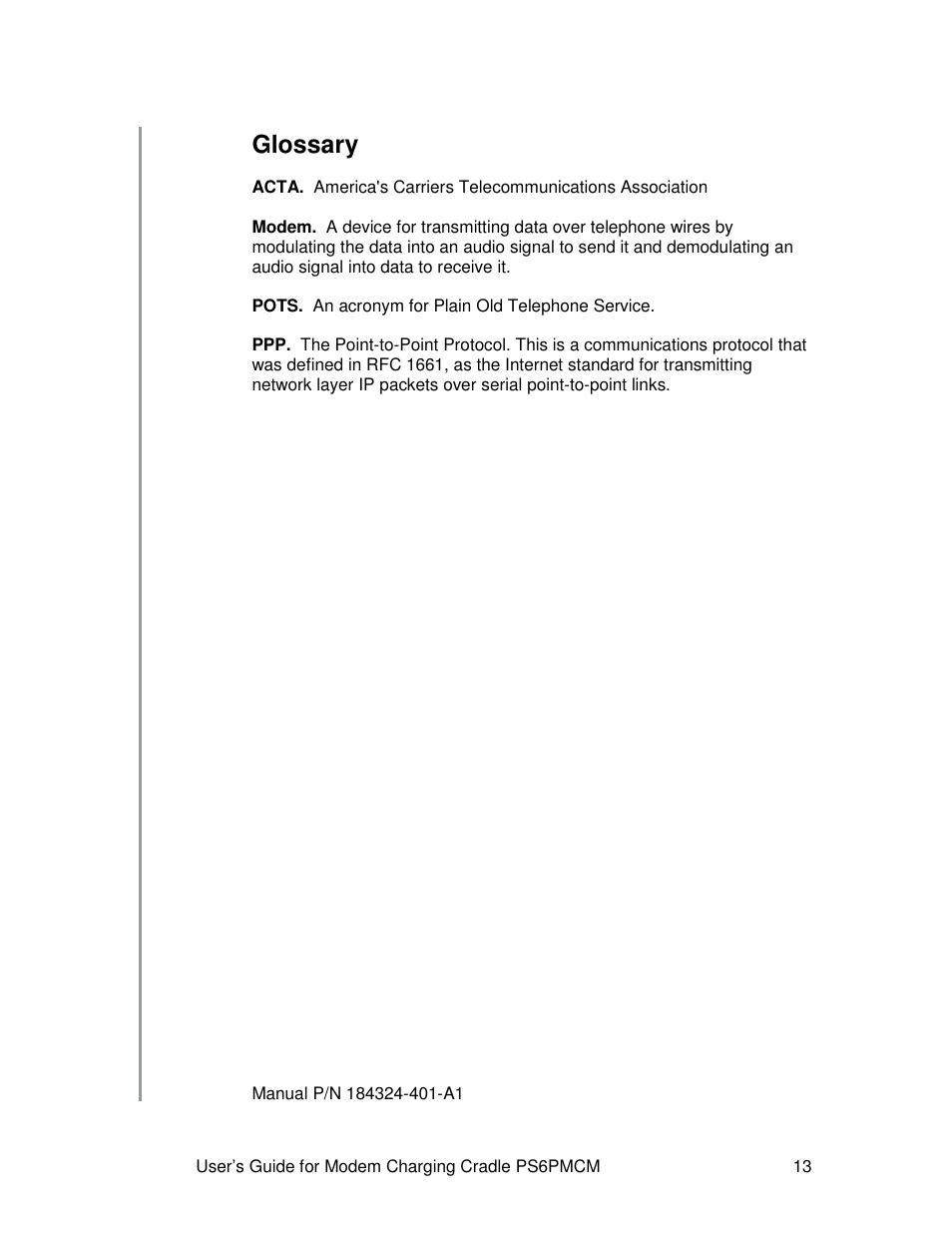 Glossary | Front Electronics PS6PMCM User Manual | Page 13 / 13