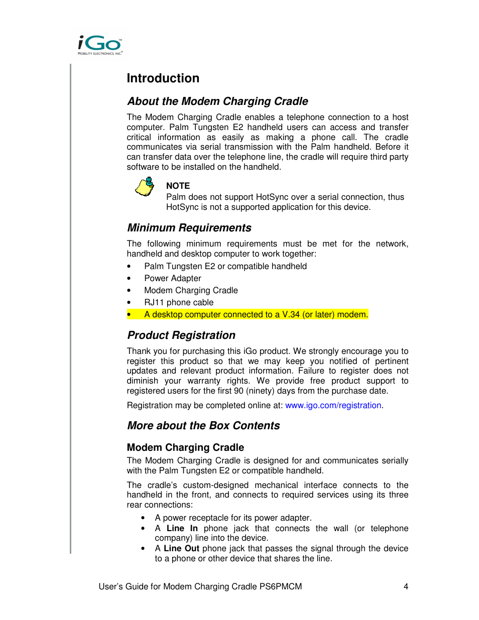 Introduction, About the modem charging cradle, Minimum requirements | Product registration, More about the box contents | Front Electronics PS6PMCM User Manual | Page 4 / 13