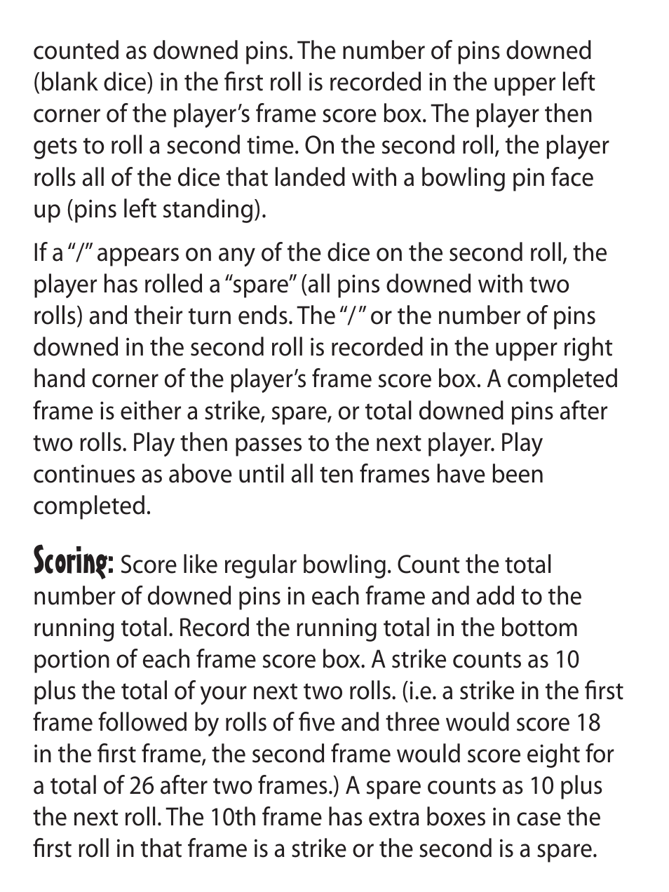 Scoring | Fundex Games Bowling Dice User Manual | Page 2 / 5