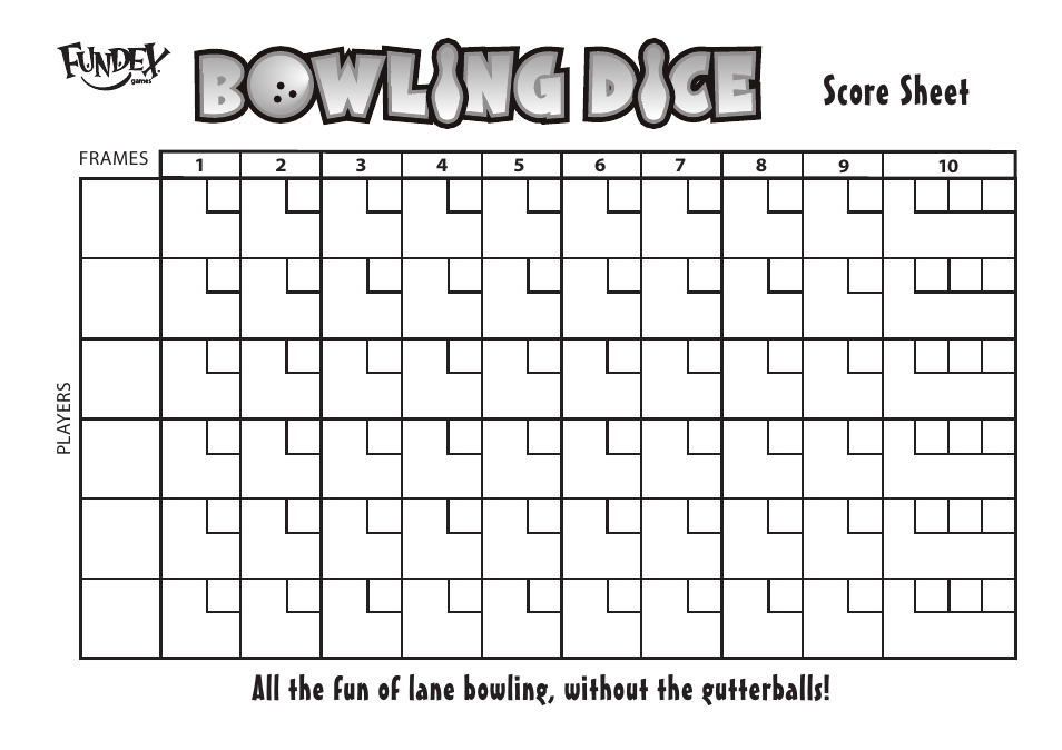 Score sheet | Fundex Games Bowling Dice User Manual | Page 5 / 5
