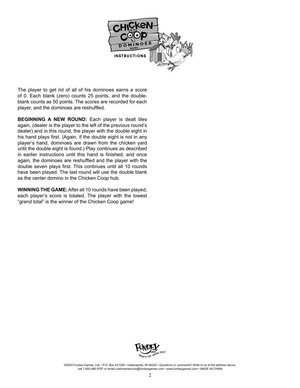 Fundex Games Chicken Coop User Manual | Page 2 / 2