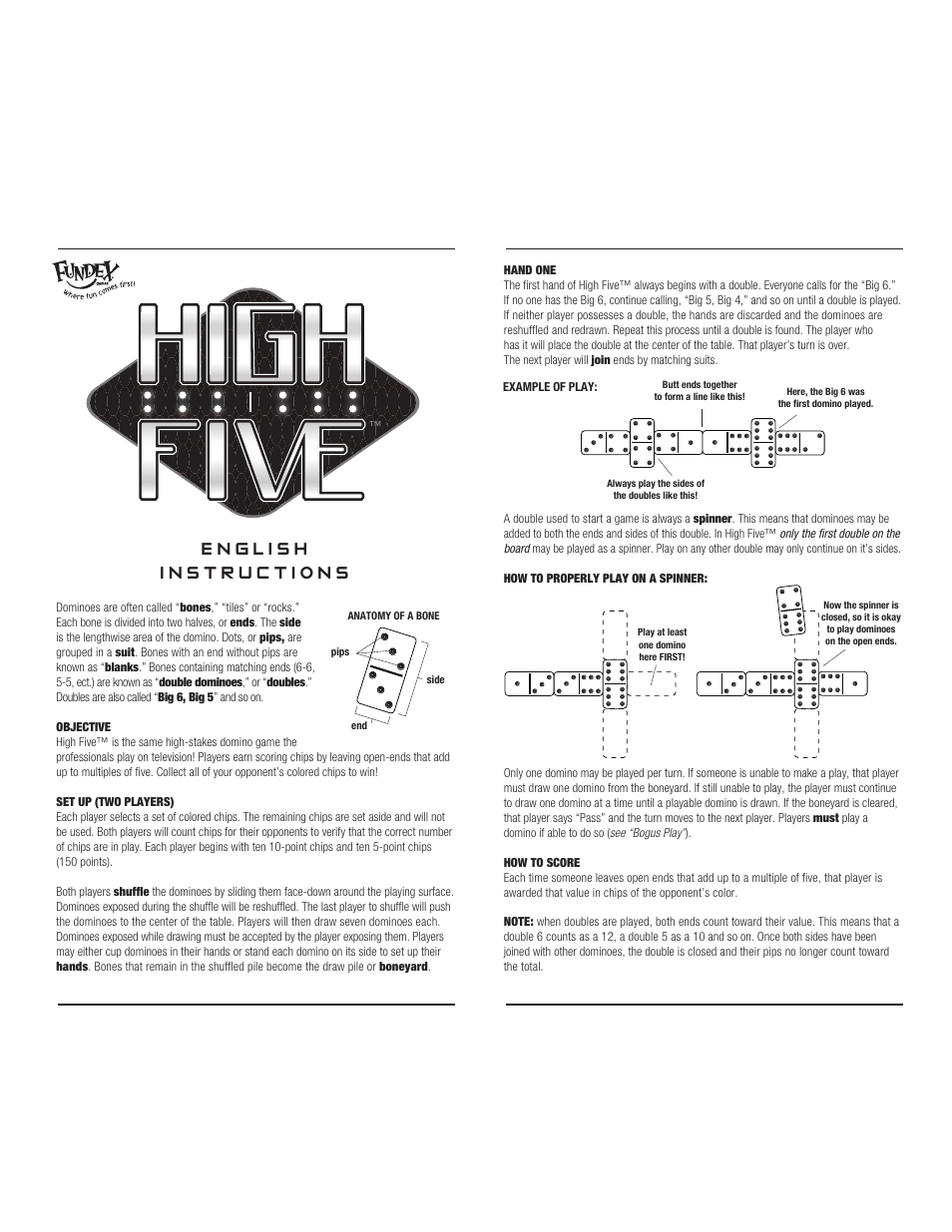 Fundex Games High Five User Manual | 2 pages