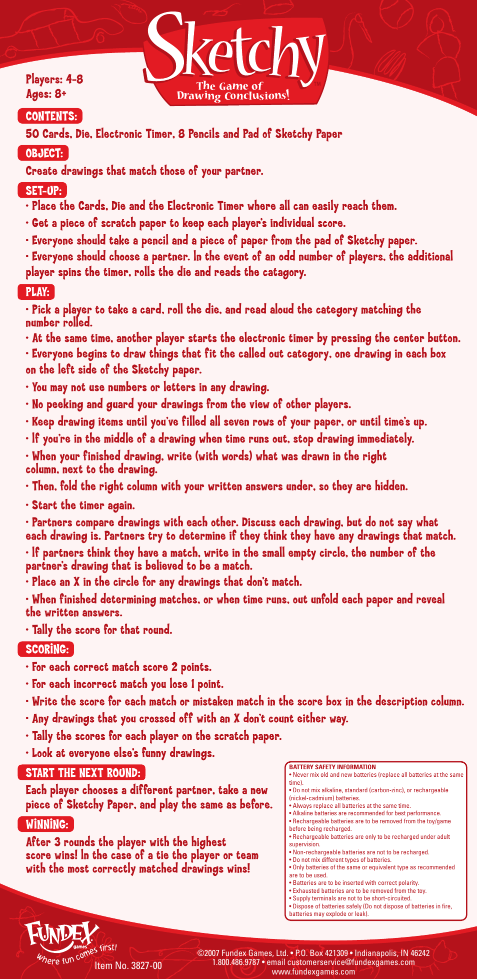 Fundex Games 3827-00 User Manual | 2 pages