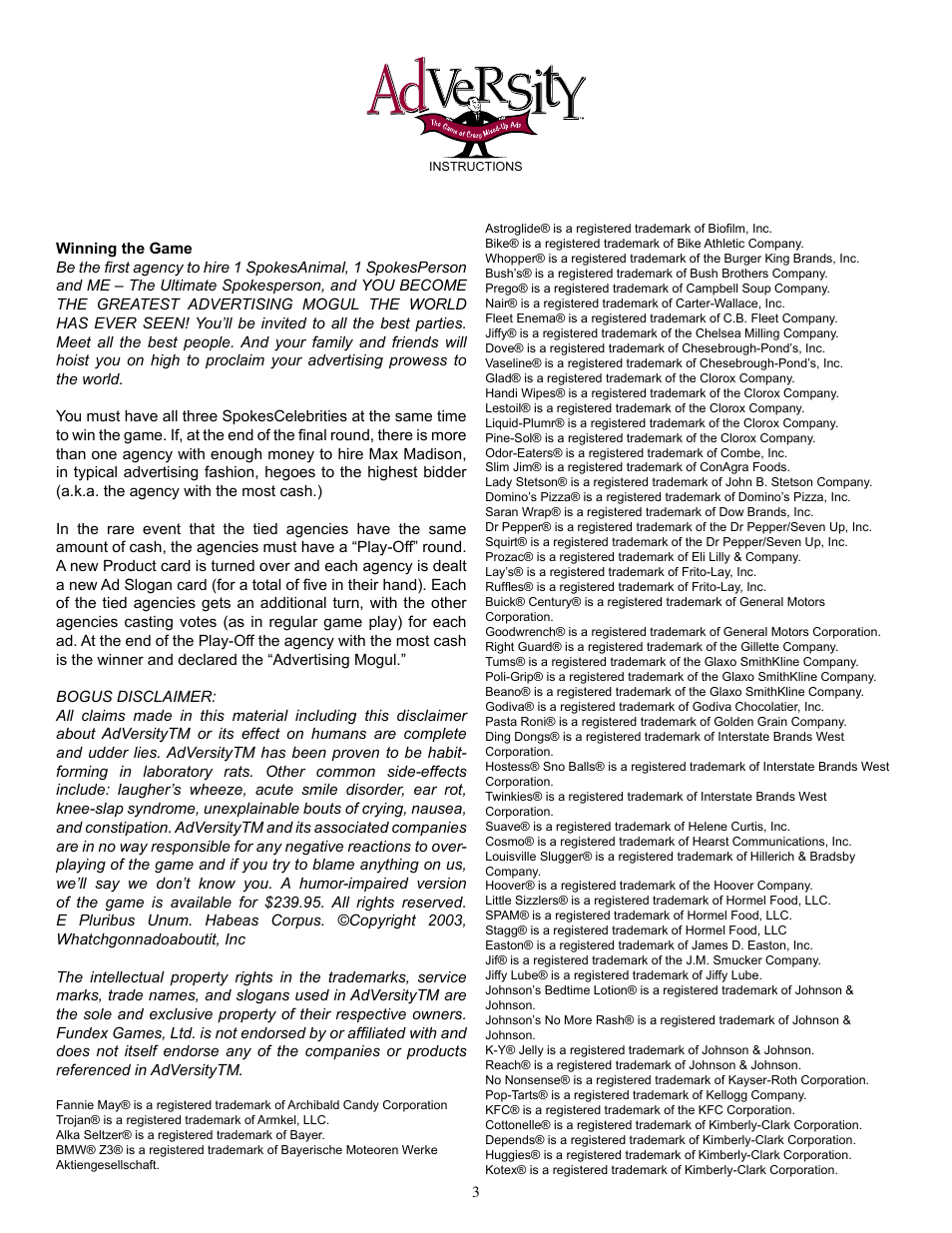 Fundex Games AdVersity User Manual | Page 3 / 4
