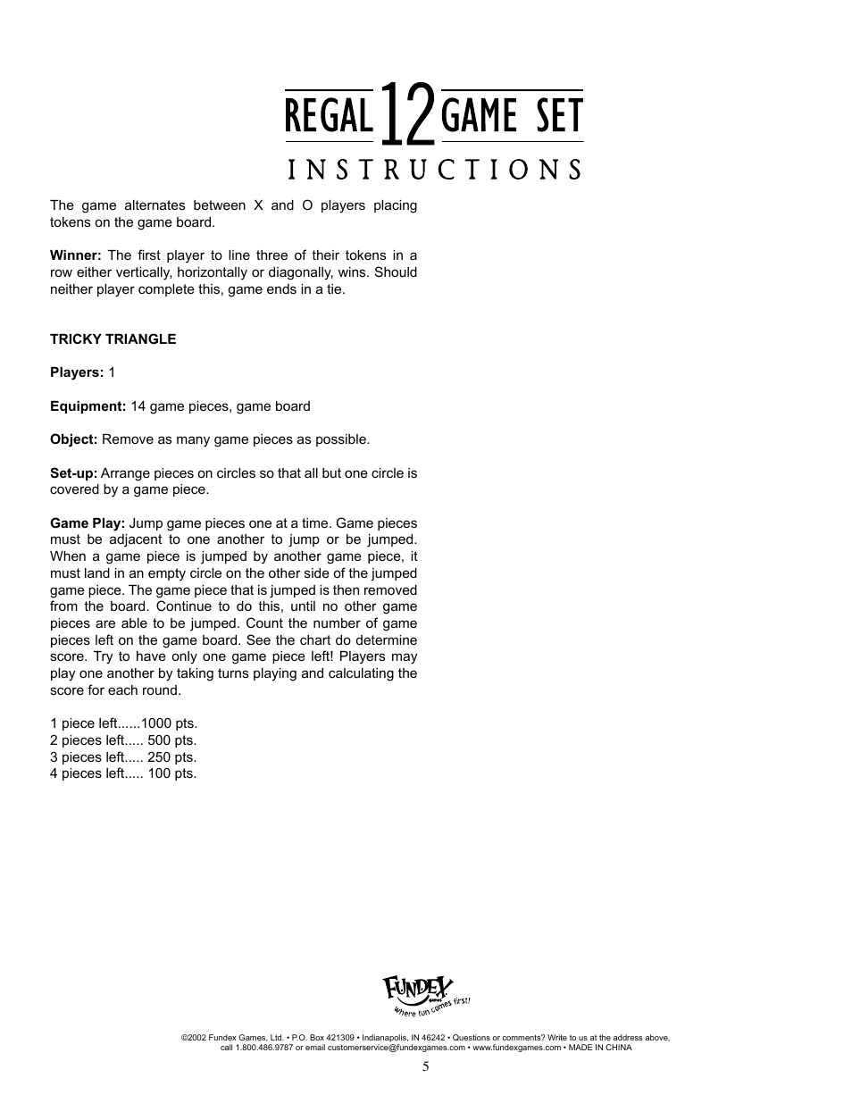 Fundex Games Regal 12 Backgammon User Manual | Page 5 / 5