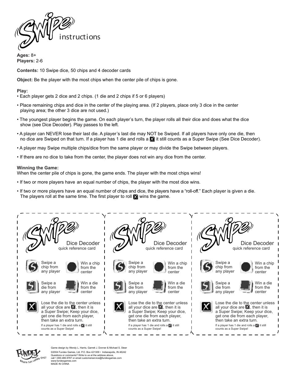 Fundex Games Swipe User Manual | 1 page