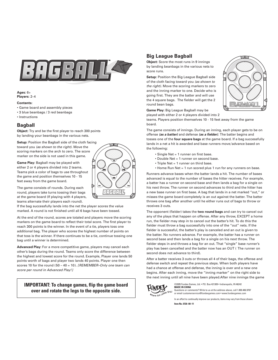 Fundex Games Bagball User Manual | 2 pages