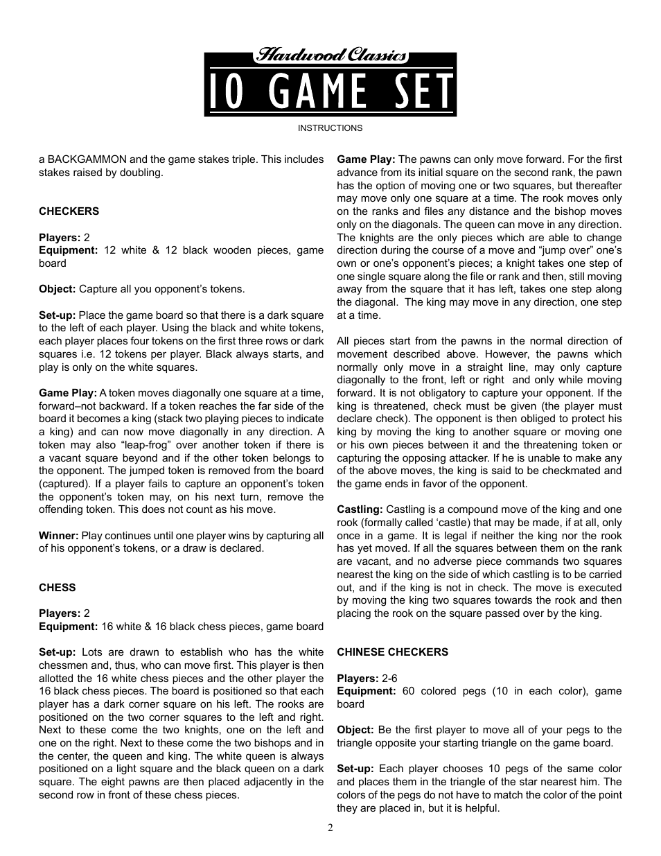Fundex Games 10 Game Set User Manual | Page 2 / 4