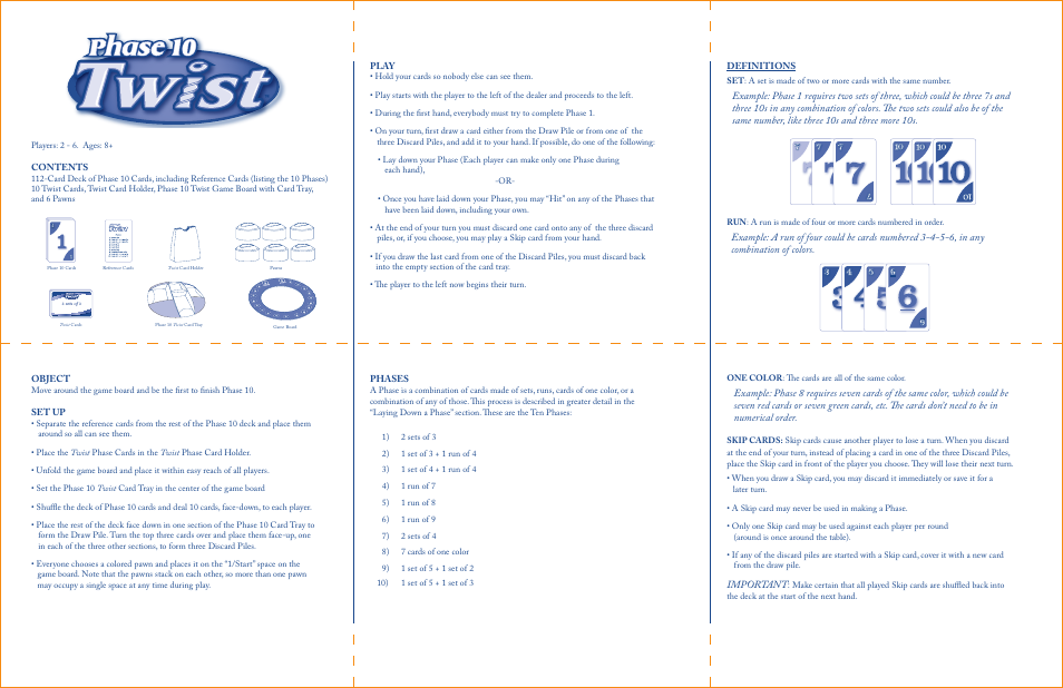 Fundex Games Phase 10 Twist User Manual | 2 pages
