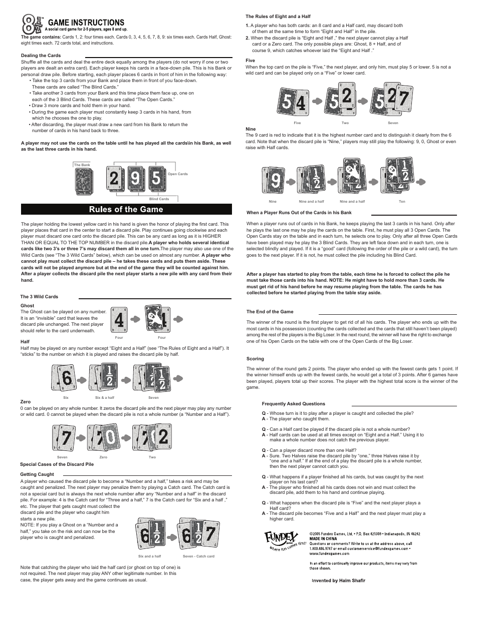 Fundex Games 8 1/2 User Manual | 1 page