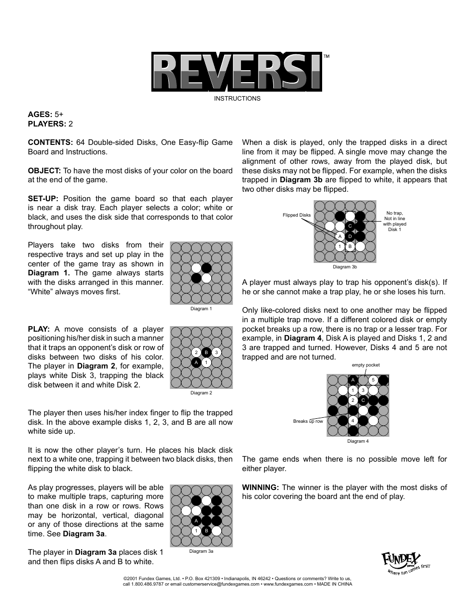 Fundex Games Reversi User Manual | 1 page