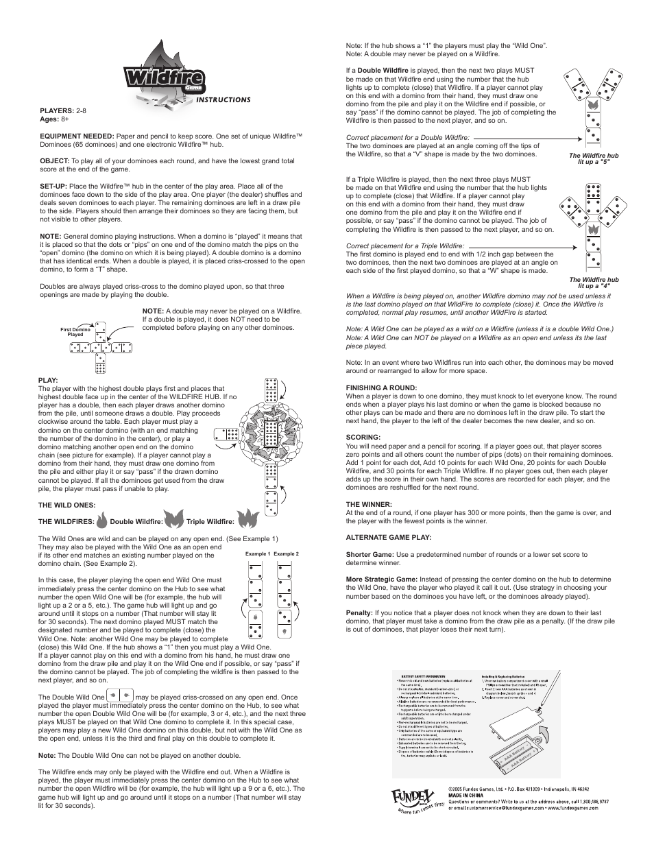 Fundex Games Wildfire User Manual | 1 page