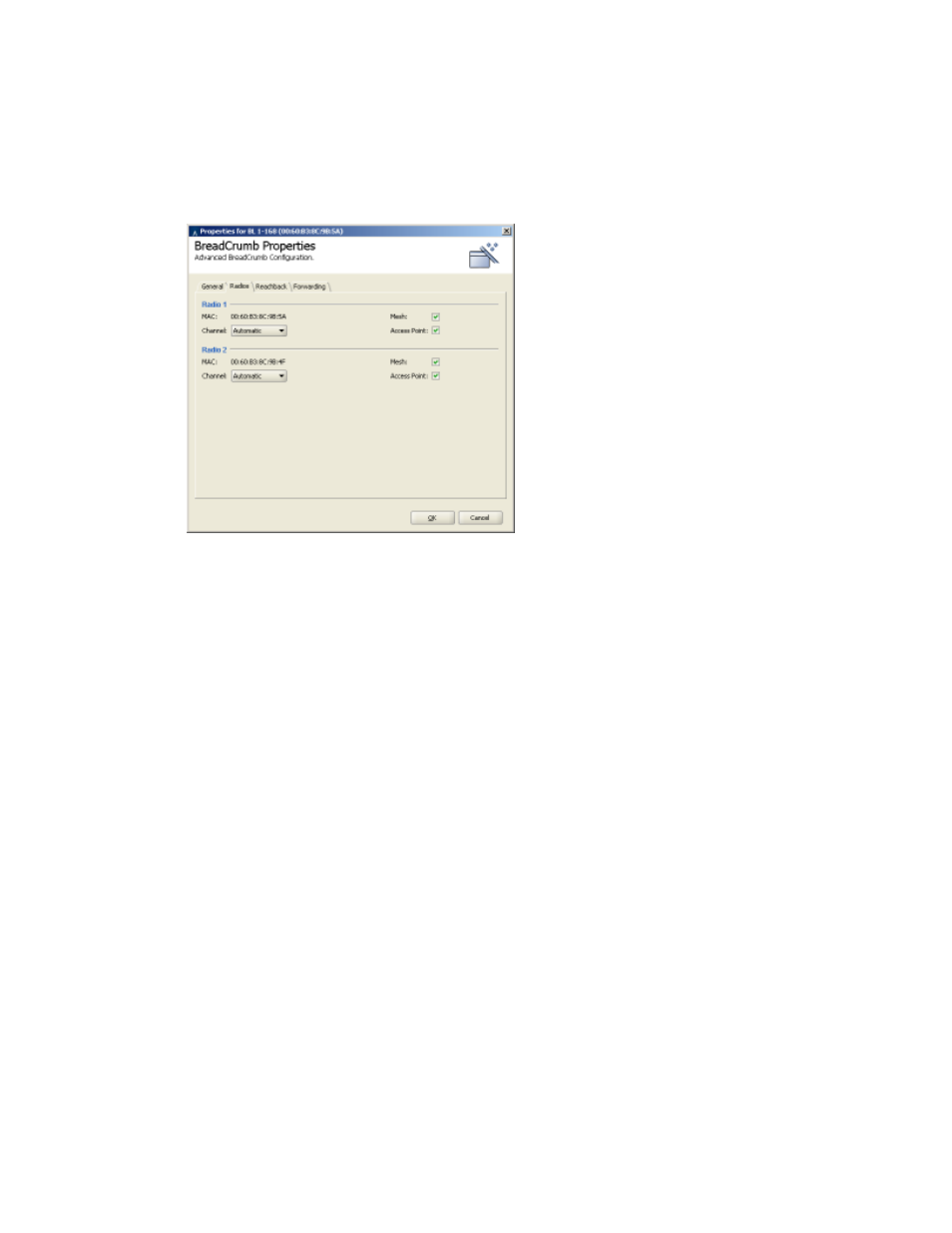 Radio settings, 9. breadcrumb properties - radios tab | Fortress Technologies BreadCrumb Wireless Network User Manual | Page 36 / 65