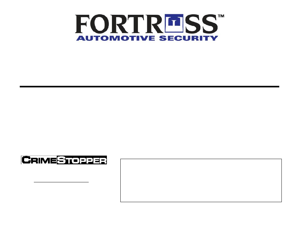 Fortress Technologies CRIMESTOPPER FS-10 User Manual | 16 pages