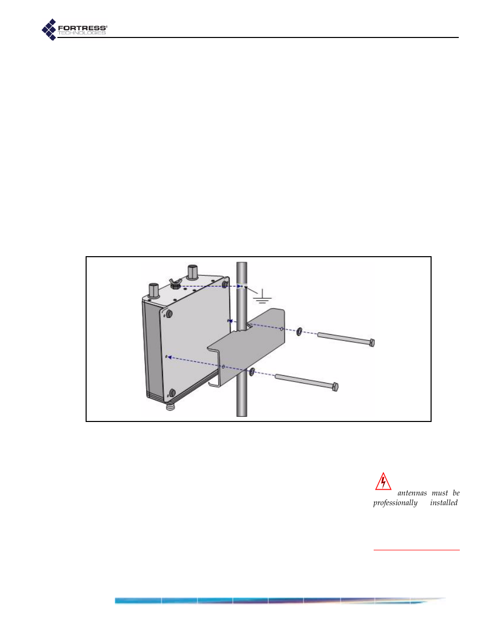 4 mast mounting the bridge, 5 reconnecting the bridge for outdoor operation, Tion 2.4.5 | Fortress Technologies ecure Wireless Access Bridge User Manual | Page 28 / 144