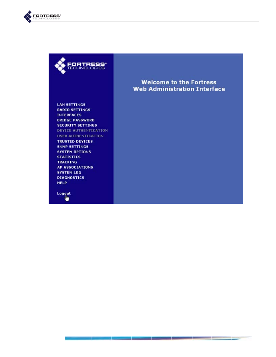 3 logging off, 2 lan settings, Logging off | Lan settings | Fortress Technologies ecure Wireless Access Bridge User Manual | Page 32 / 144