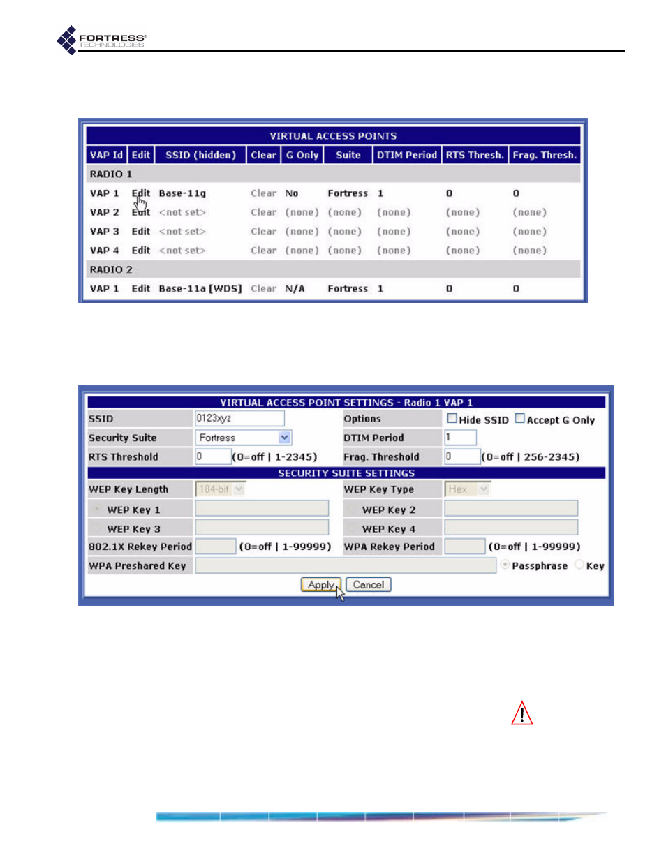 1 ssid, Ssid | Fortress Technologies ecure Wireless Access Bridge User Manual | Page 40 / 144