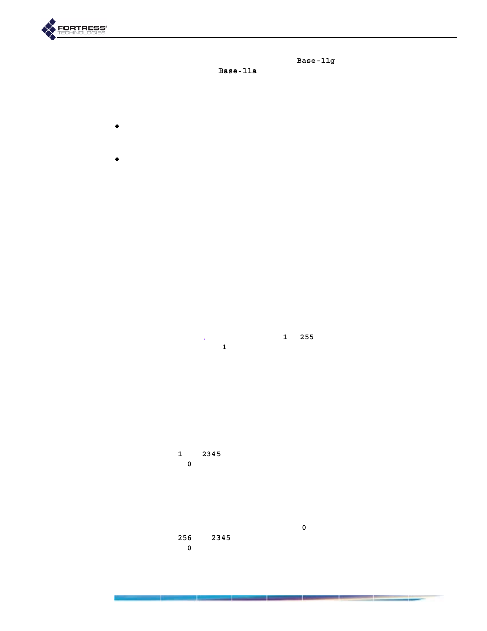 2 hide ssid and accept g only options, 3 dtim period, 4 rts and fragmentation thresholds | 5 security suite and security suite settings, Ugh 3.3.4.5 d | Fortress Technologies ecure Wireless Access Bridge User Manual | Page 41 / 144