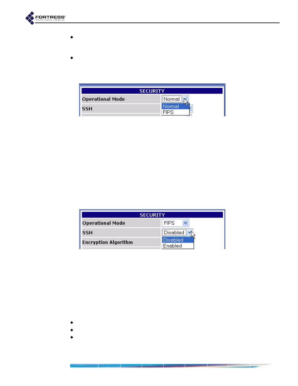 2 secure shell access, 3 encryption algorithm, Secure shell access encryption algorithm | Fortress Technologies ecure Wireless Access Bridge User Manual | Page 49 / 144
