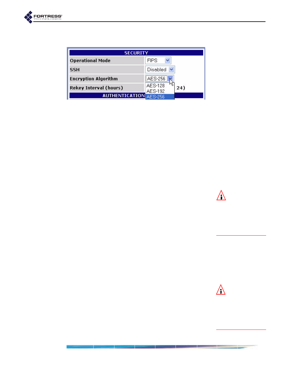 4 re-keying interval, 5 access id, Re-keying interval access id | Fortress Technologies ecure Wireless Access Bridge User Manual | Page 50 / 144
