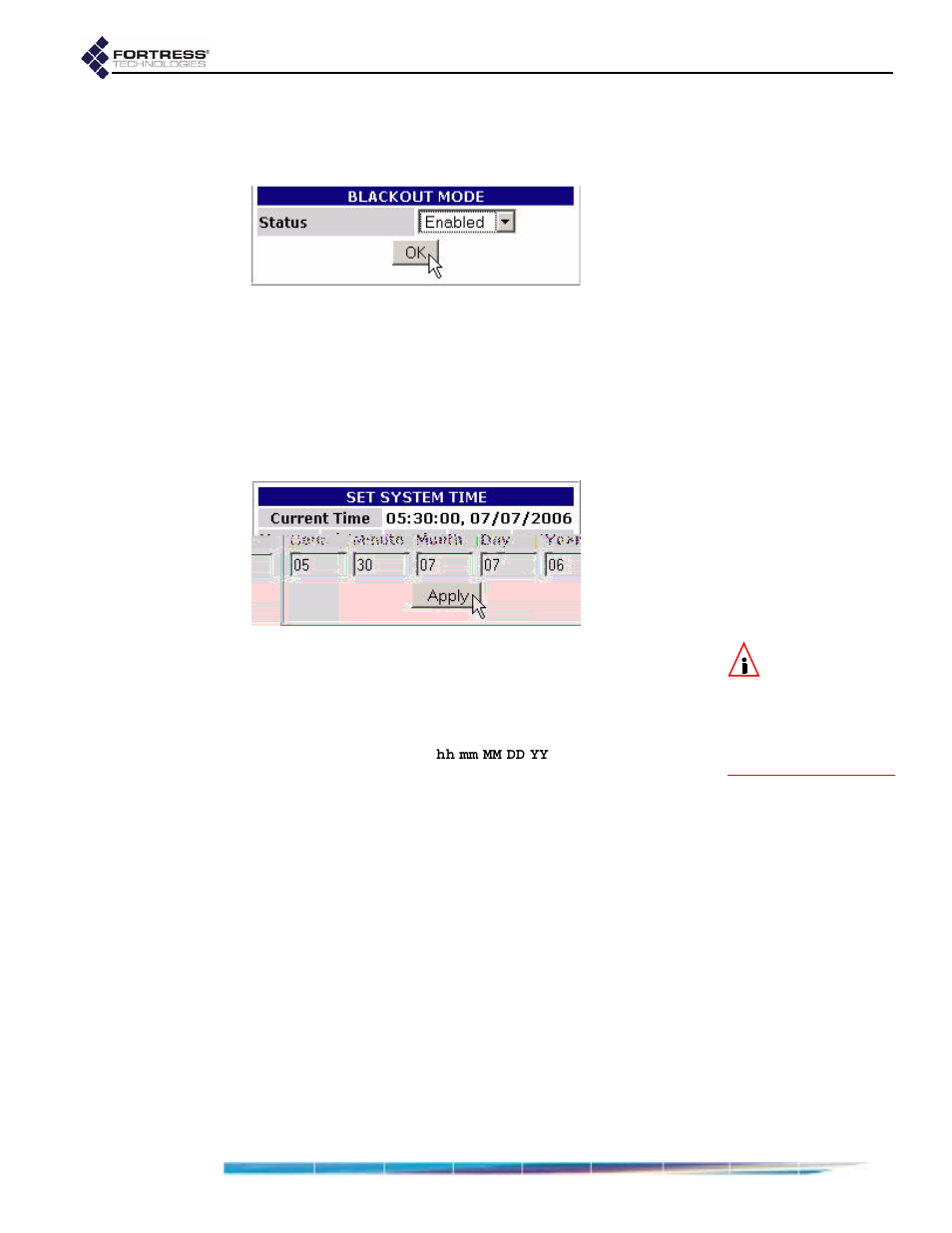 8 system date and time, 9 restoring default settings, System date and time restoring default settings | Fortress Technologies ecure Wireless Access Bridge User Manual | Page 58 / 144