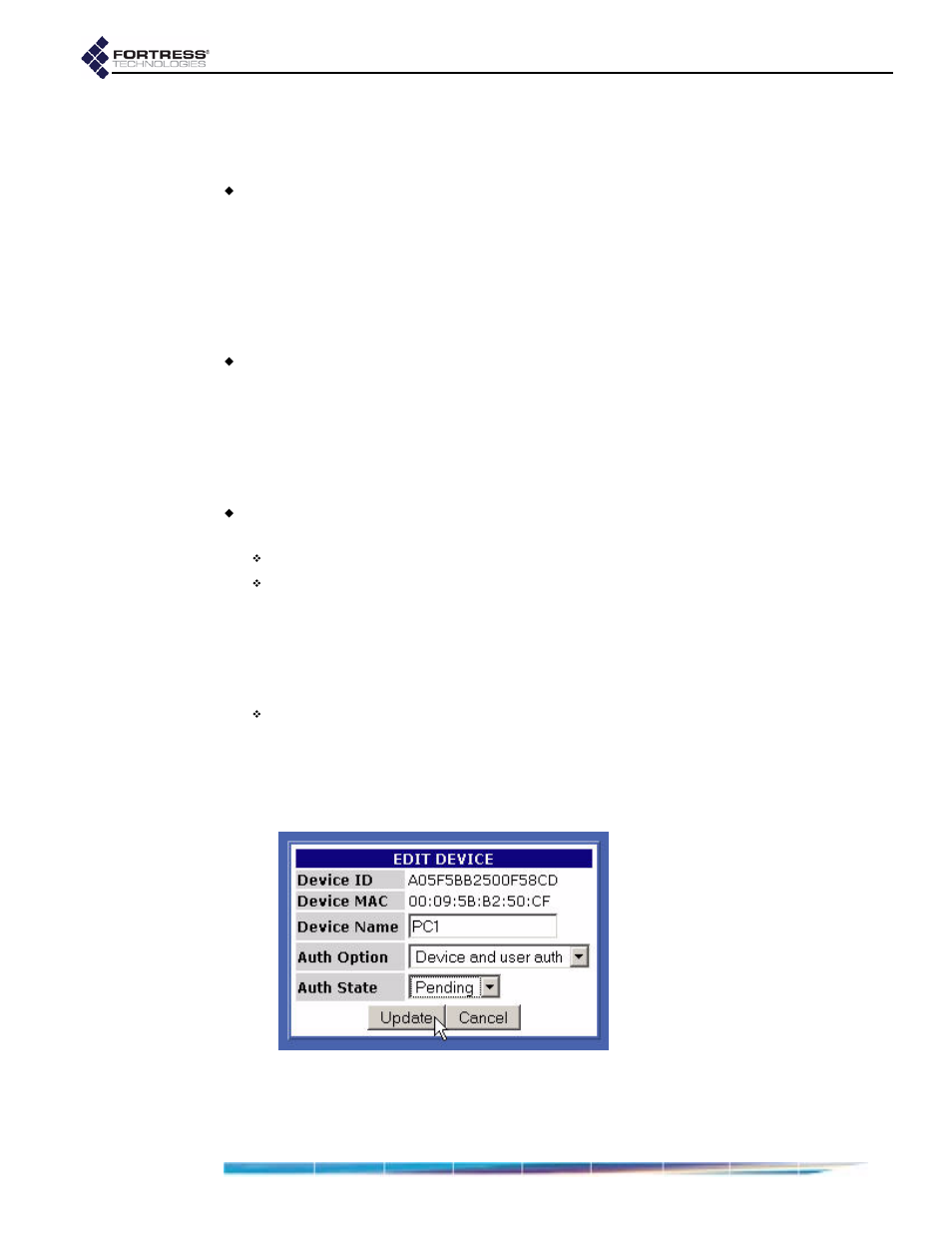 1 editing a device, Editing a device | Fortress Technologies ecure Wireless Access Bridge User Manual | Page 64 / 144