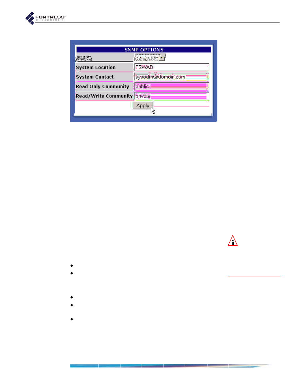 1 configuring snmp, 5 backing up and restoring, Configuring snmp | Backing up and restoring | Fortress Technologies ecure Wireless Access Bridge User Manual | Page 72 / 144
