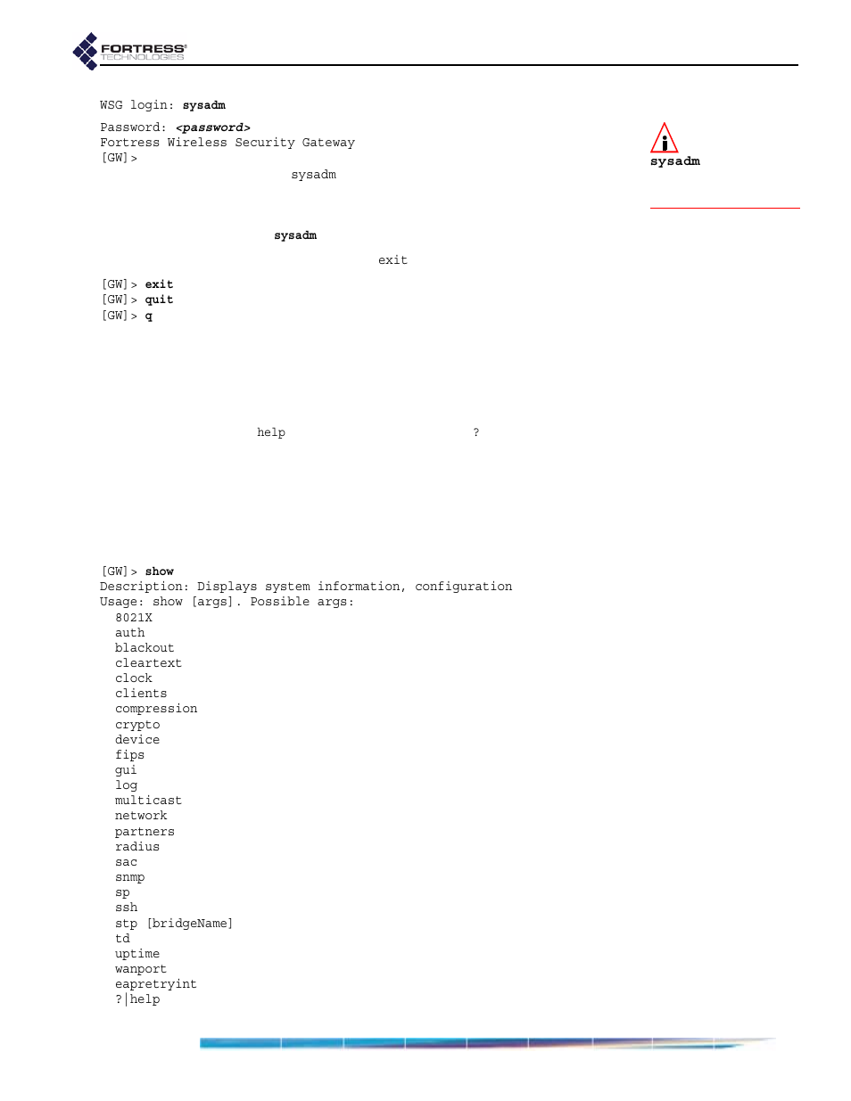 2 getting help in the cli, Getting help in the cli, Section 6.2 | Fortress Technologies ecure Wireless Access Bridge User Manual | Page 92 / 144