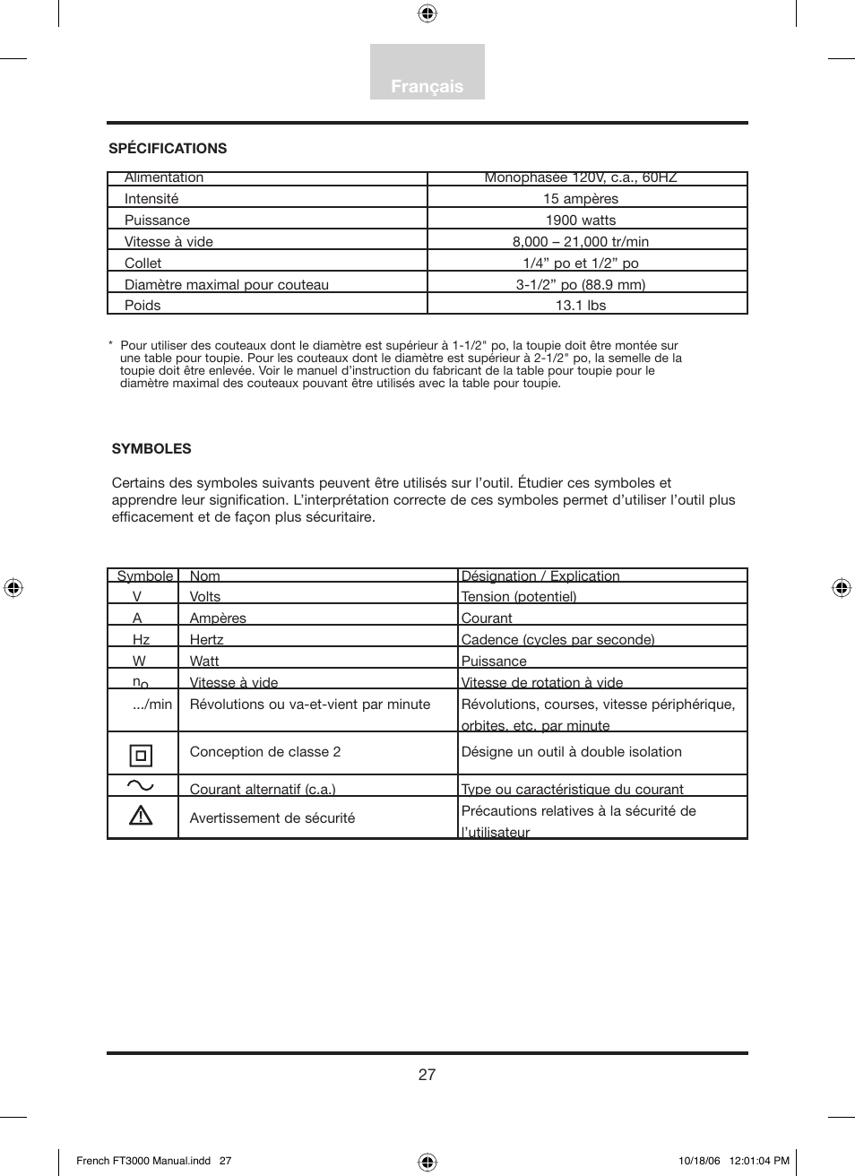 Français english français | Freud Tools FT3000VCE User Manual | Page 28 / 60