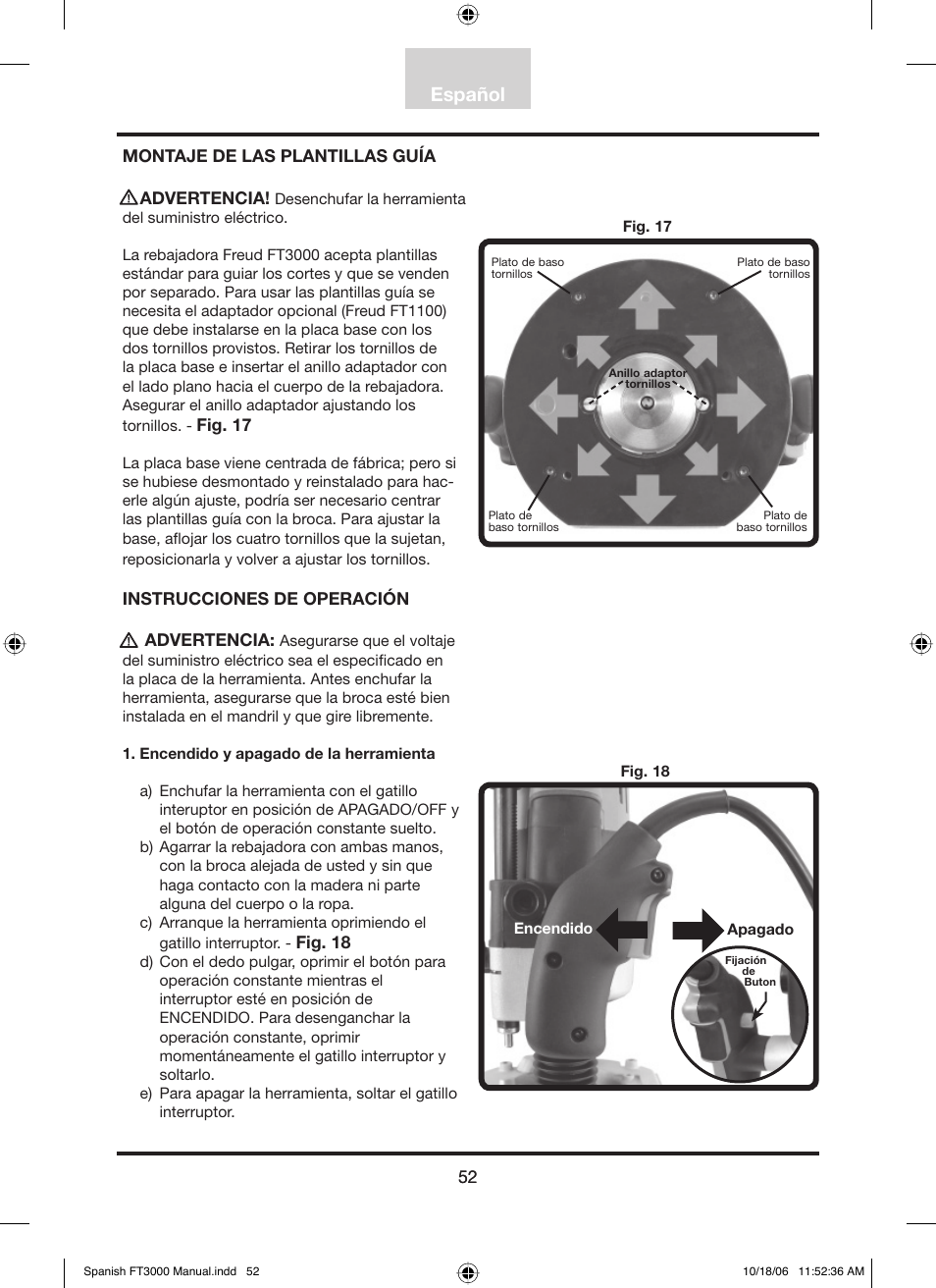 Español | Freud Tools FT3000VCE User Manual | Page 53 / 60