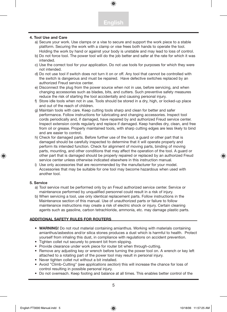 English | Freud Tools FT3000VCE User Manual | Page 6 / 60