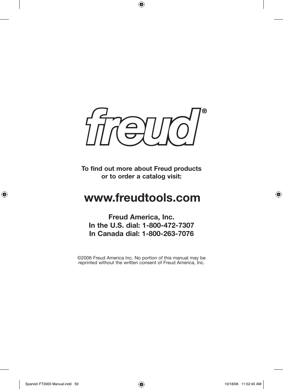 Freud Tools FT3000VCE User Manual | Page 60 / 60