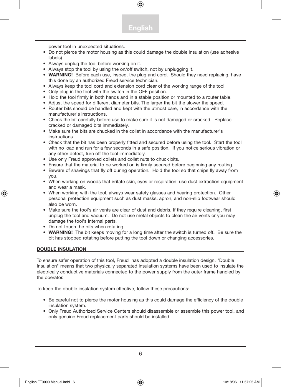 English | Freud Tools FT3000VCE User Manual | Page 7 / 60